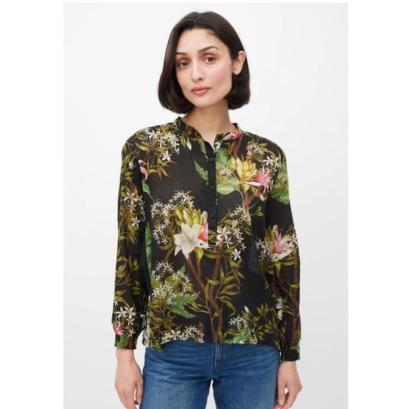 Isabel Marant Etoile Black Pattern Wescott Floral Print Henley Blouse - Picture 2 of 8